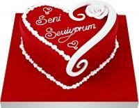 Seni seviyorum yazili kalp yas pasta  Ankara Shhiye cicekciler , cicek siparisi 